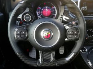 FIAT 500 ABARTH Steering Wheel Lower Center Trim Piece - Carbon Fiber - EU Model - Red Candy